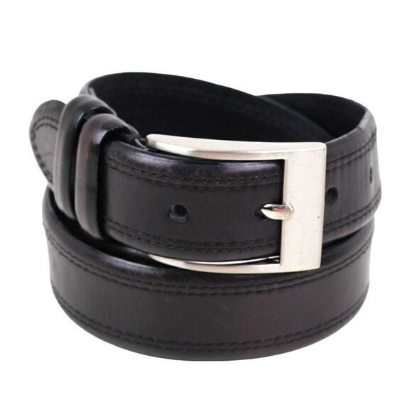 DOCKERS BLACK GENUINE LEATHER 1 3/8"Wd STITCH CASUAL DRESS MEN'S BELT Sz 36 (F30 - Picture 6 of 13